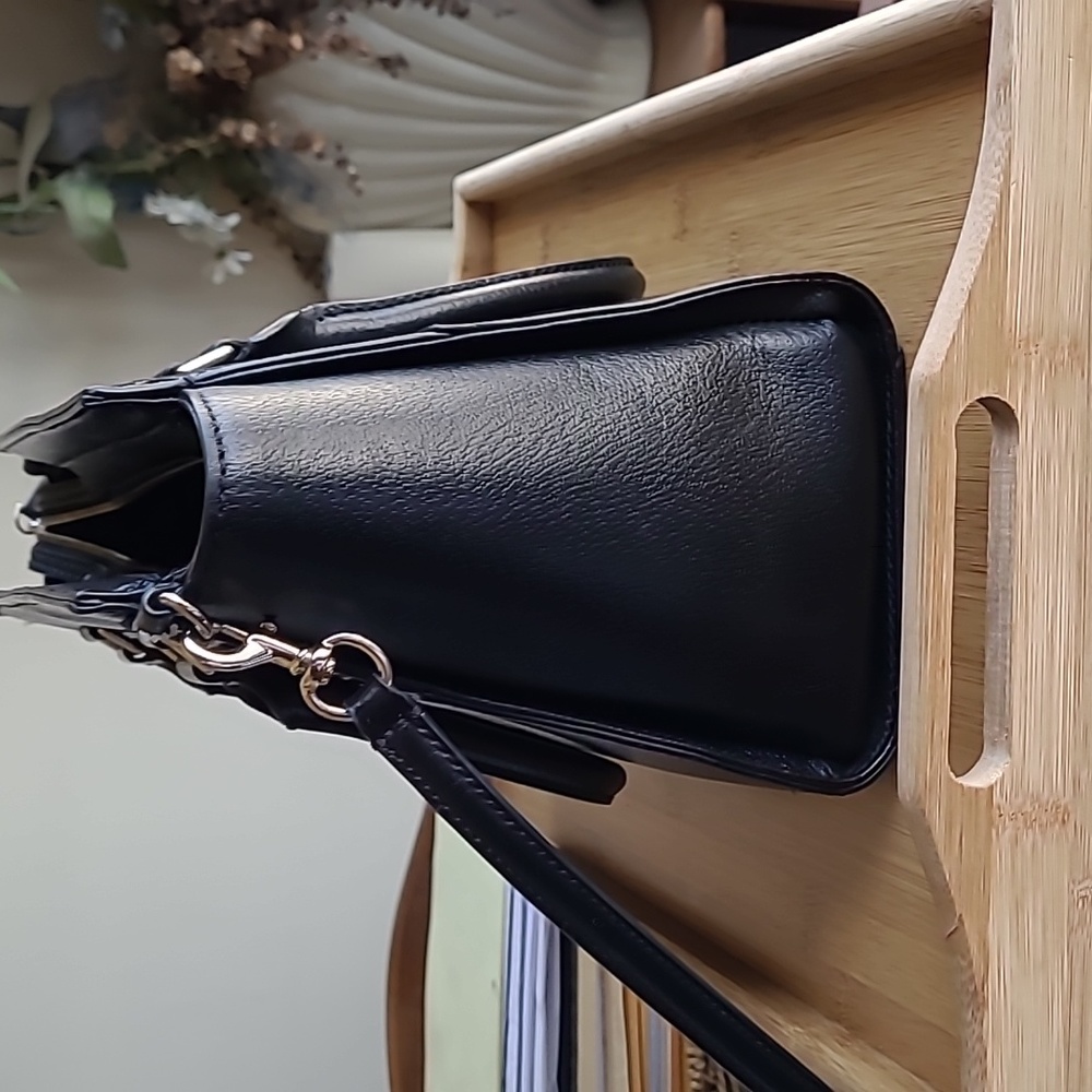 Kate Spade black zip top satchel with strap. - Picture 6 of 6